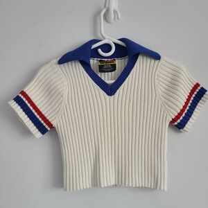 Wilson Tennis Collared Cop Top Rib Knitted and Embroidered Size M